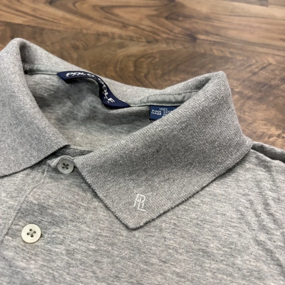 Vintage Polo Ralph Lauren Polo Mens Large Grey Polo Golf Pima Cotton 90s Shirt
